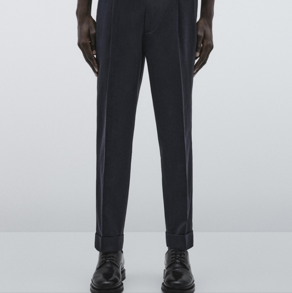 Massimo Dutti Studio Double Dart Canvas Trousers | Size 31